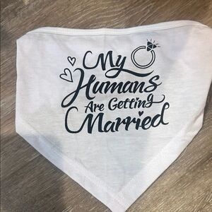 White Wedding Announcement Dog Bandana